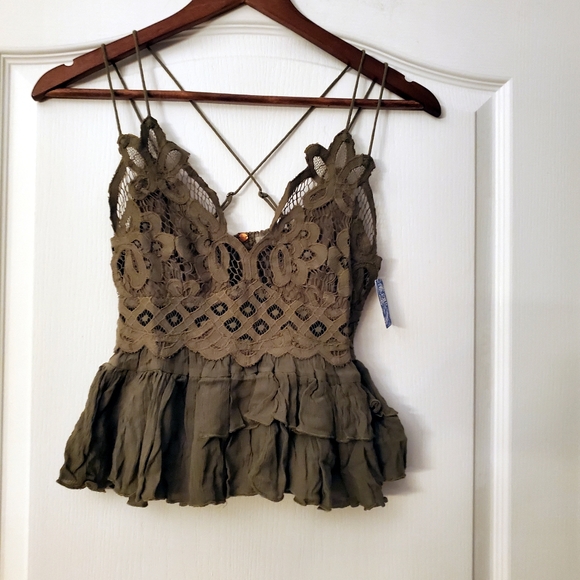 Free People Womens Adella Cami In Olive Sparrow S NWT - Picture 5 of 8